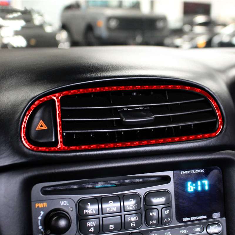 Carbon Fiber Car Air Outlet Sticker for Chevrolet Corvette C5 1998-2004, Left Drive(Red)