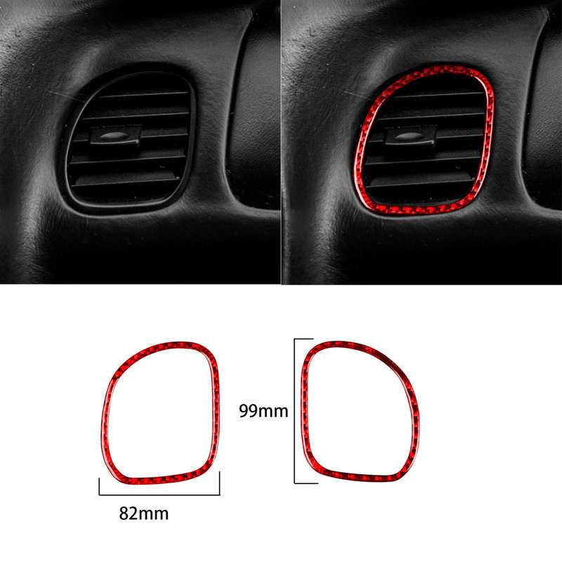 2 in 1 Carbon Fiber Car Front Passenger Seat Air Outlet Ring Sticker for Chevrolet Corvette C5 1998-