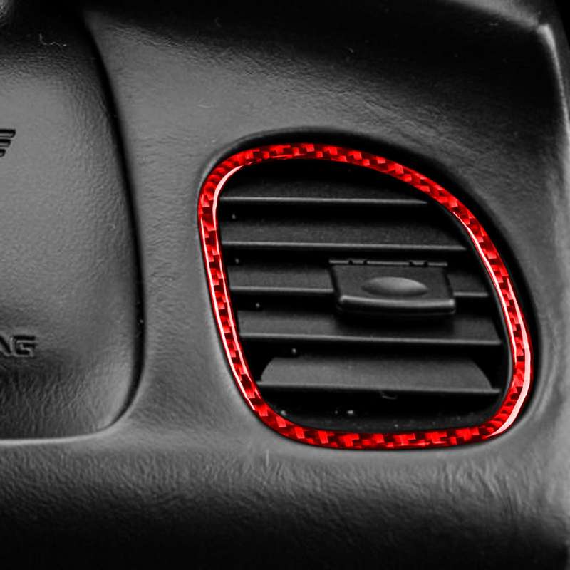 2 in 1 Carbon Fiber Car Front Passenger Seat Air Outlet Ring Sticker for Chevrolet Corvette C5 1998-