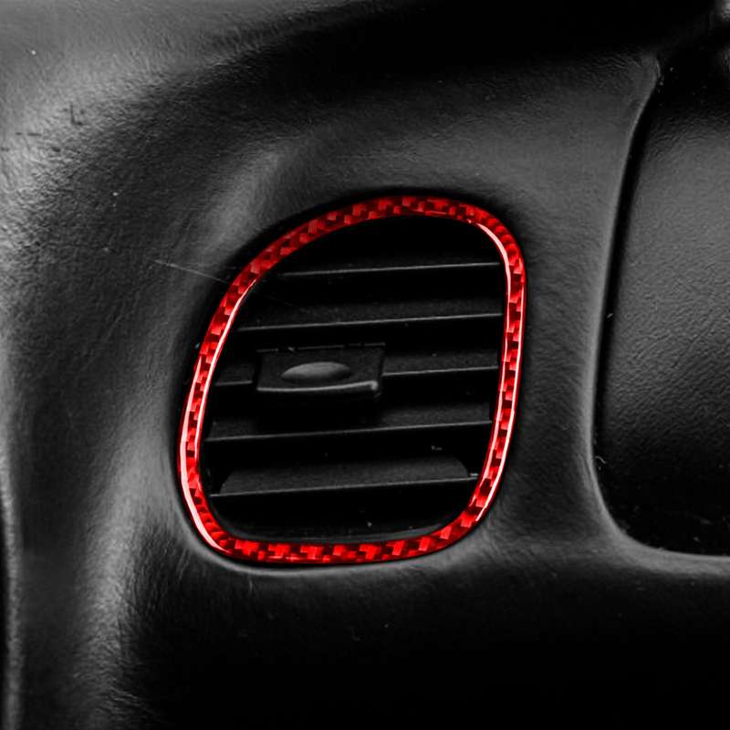 2 in 1 Carbon Fiber Car Front Passenger Seat Air Outlet Ring Sticker for Chevrolet Corvette C5 1998-