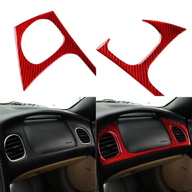 3 in 1 Carbon Fiber Car Front Passenger Seat Air Outlet Sticker Kits for Chevrolet Corvette C5 1998-