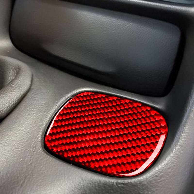 Carbon Fiber Car Cup Holder Sticker for Chevrolet Corvette C5 1998-2004, Left Drive (Red)