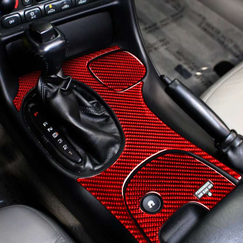 3 in 1 Carbon Fiber Car Gear Panel Sticker Kits C for Chevrolet Corvette C5 1998-2004, Left Drive (R