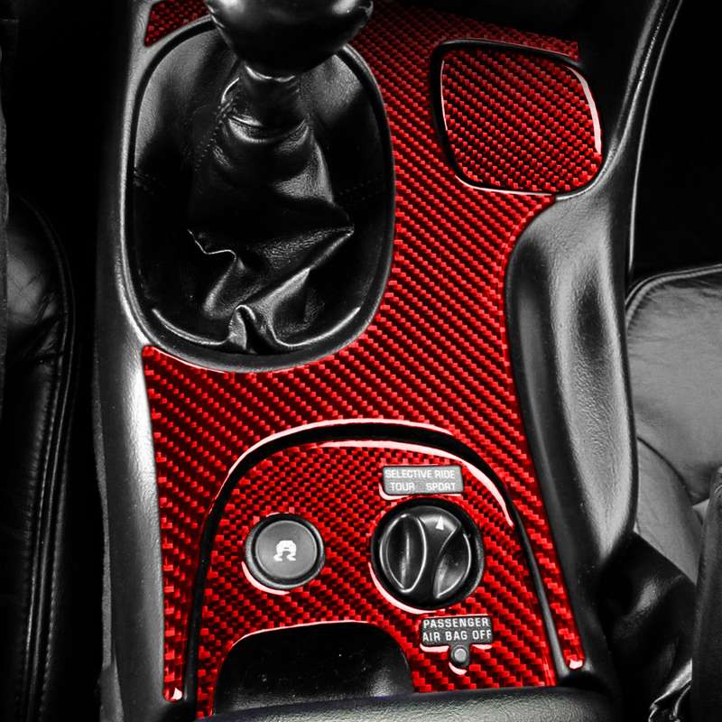 3 in 1 Carbon Fiber Car Gear Panel Sticker Kits D for Chevrolet Corvette C5 1998-2004, Left Drive(Re