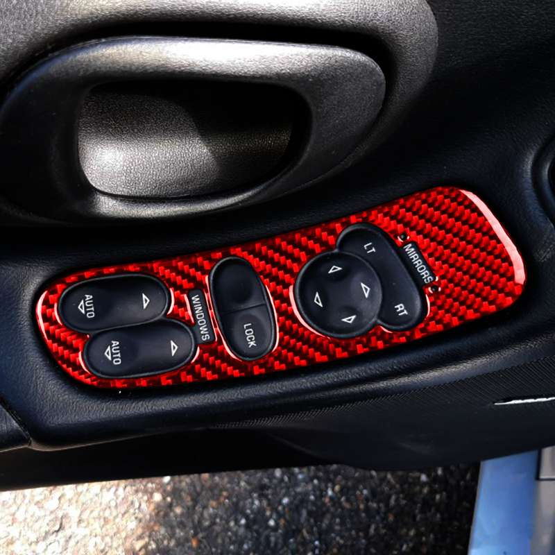 2 in 1 Car Carbon Fiber Door Control Panel Sticker Set B for Chevrolet Corvette C5 1998-2004, Left