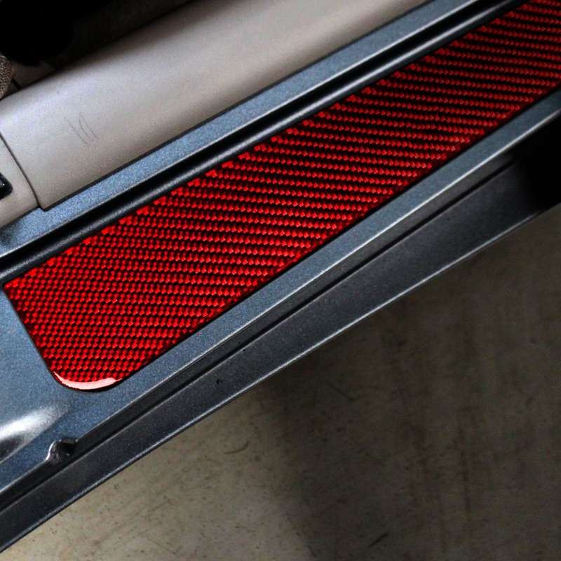 2 in 1 Car Carbon Fiber Threshold Sticker for Chevrolet Corvette C5 1998-2004, Left Drive(Red)