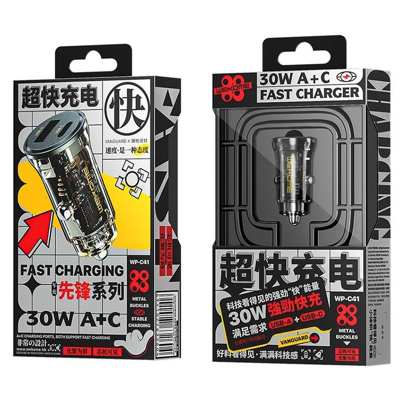 WK WP-C41 Vanguard Series 30W USB + Type-C Car Charger