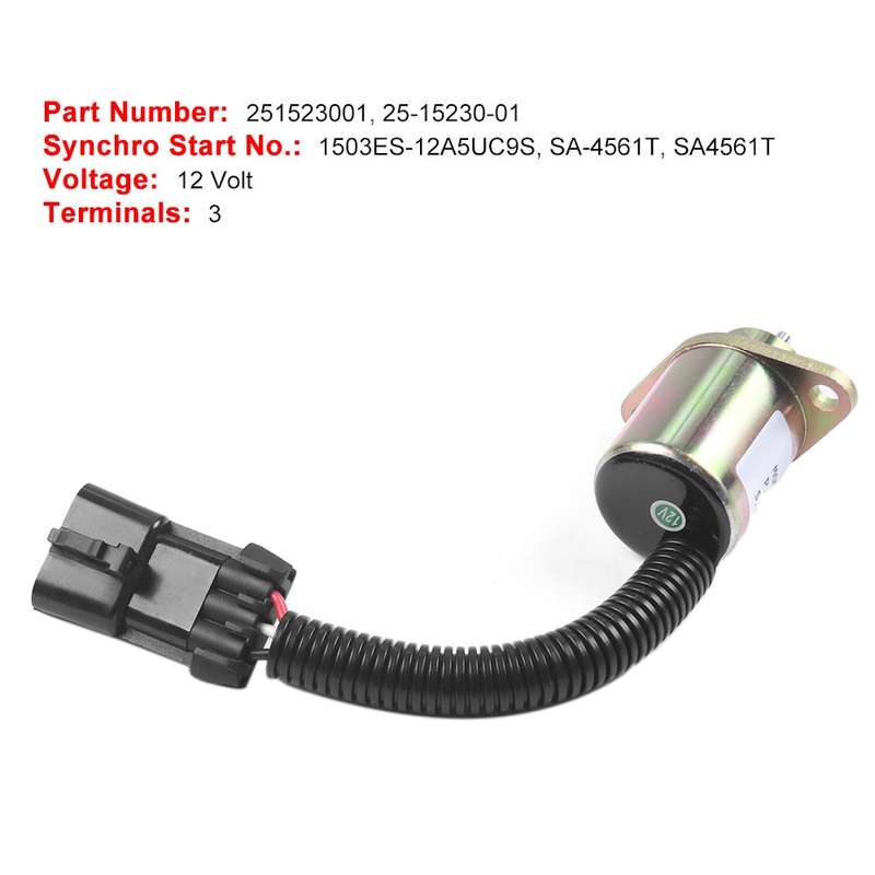 Excavator Fuel Shutdown Shut Off Solenoid Valve for Kubota V1505 R90 1503ES-12A5UC9S