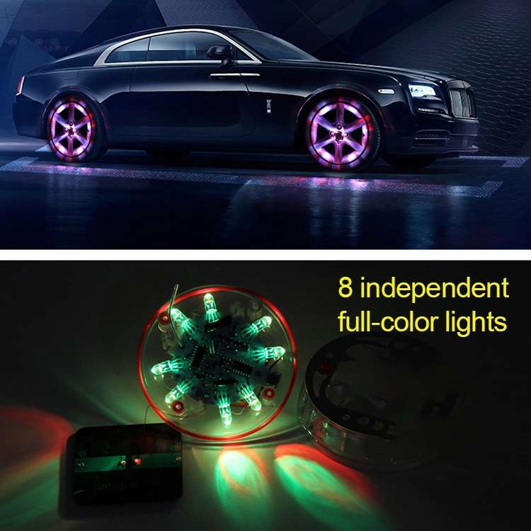 4 PCS Solar LED Car Tire Decoration Flashing Lights Colorful Wheels Hub Atmosphere Lights Wireless R