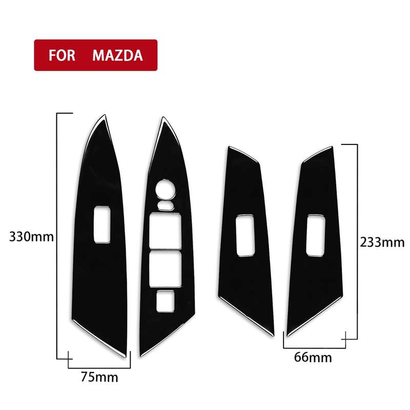 For Mazda 3 Axela 2010-2013 4 in 1 Car Window Lift Panel Decorative Sticker, Right Drive