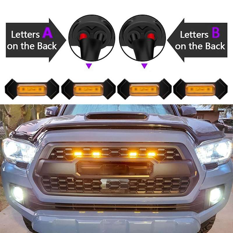 For Toyota Tacoma TRD 2016-2019 3 in 1 Car LED Front Grille Warning Lights, Daytime Running Lights &