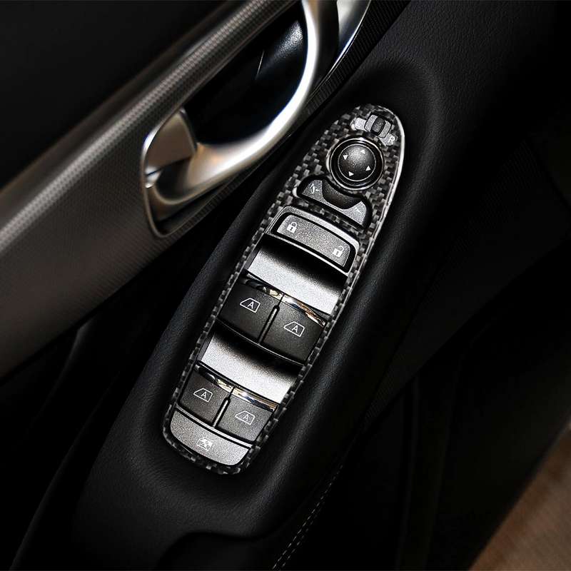 2 PCS Car Carbon Fiber Window Lift Panel Decorative Sticker for Infiniti Q50, Left Drive