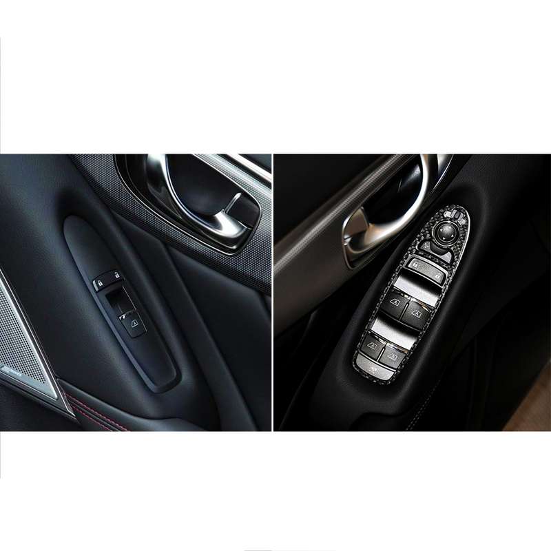 2 PCS Car Carbon Fiber Window Lift Panel Decorative Sticker for Infiniti Q50, Left Drive