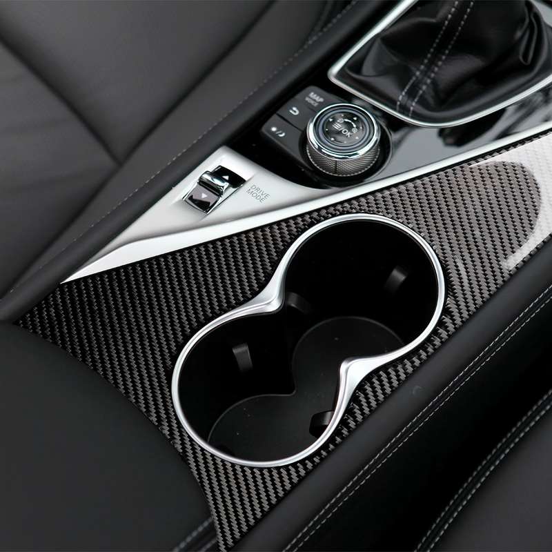 Car Left Drive Carbon Fiber Water Cup Panel Decorative Sticker for Infiniti Q50 / Q60 2014-2020