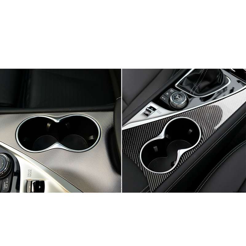 Car Left Drive Carbon Fiber Water Cup Panel Decorative Sticker for Infiniti Q50 / Q60 2014-2020