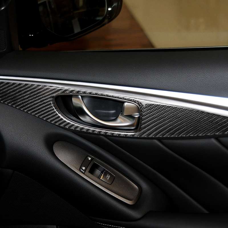 4 PCS Car Carbon Fiber Door Inner Handle Panel Decorative Sticker for Infiniti Q50 2014-2020, Left D