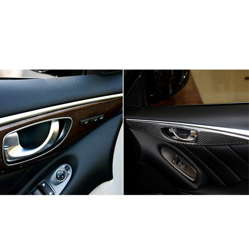 4 PCS Car Carbon Fiber Door Inner Handle Panel Decorative Sticker for Infiniti Q50 2014-2020, Left D