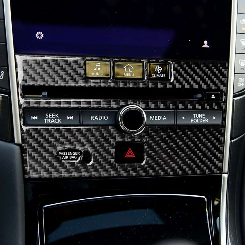 Car Carbon Fiber CD Console Panel Decorative Sticker for Infiniti Q50 / Q60 2014-2020