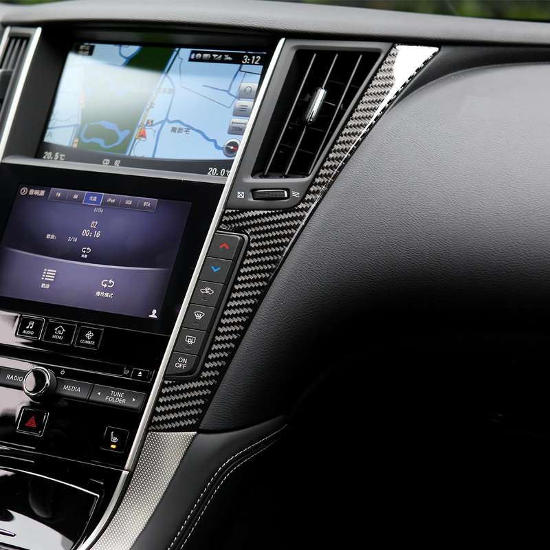 Car Carbon Fiber Central Control Side F Frame Decorative Sticker for Infiniti Q50 / Q60 2014-2020