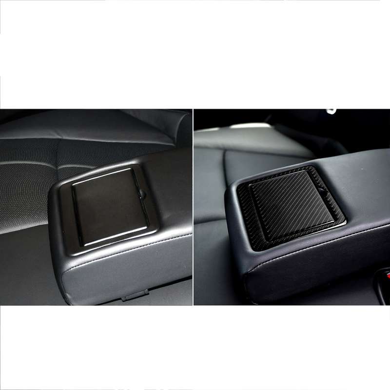 2 PCS Car Carbon Fiber Rear Water Cup Holder Panel Decorative Sticker for Infiniti Q50 / Q60 2014-20