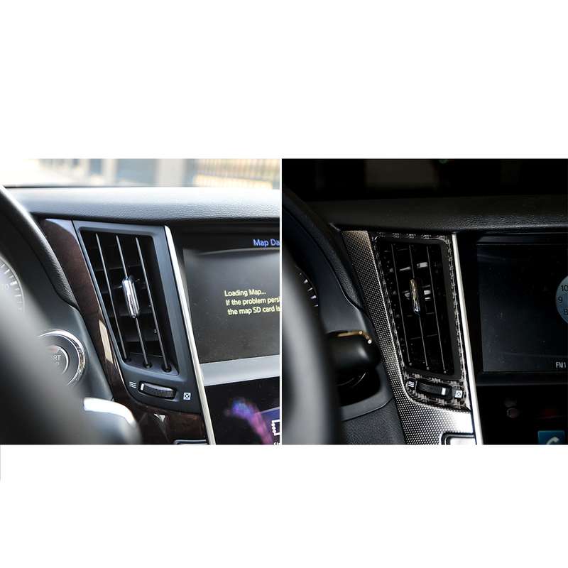 2 PCS Car Carbon Fiber Central Air Outlet Frame Decorative Sticker for Infiniti Q50 / Q60 2014-2020
