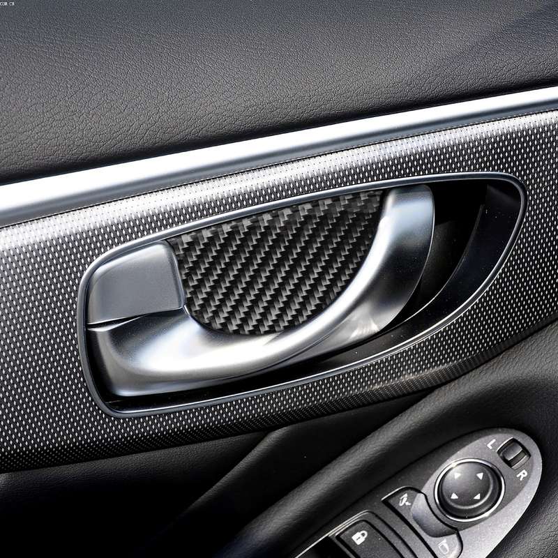 4 PCS Car Carbon Fiber Door Inner Handle Wrist Panel Decorative Sticker for Infiniti Q50 / Q60 2014-