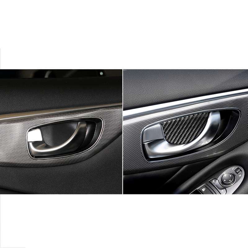 4 PCS Car Carbon Fiber Door Inner Handle Wrist Panel Decorative Sticker for Infiniti Q50 / Q60 2014-