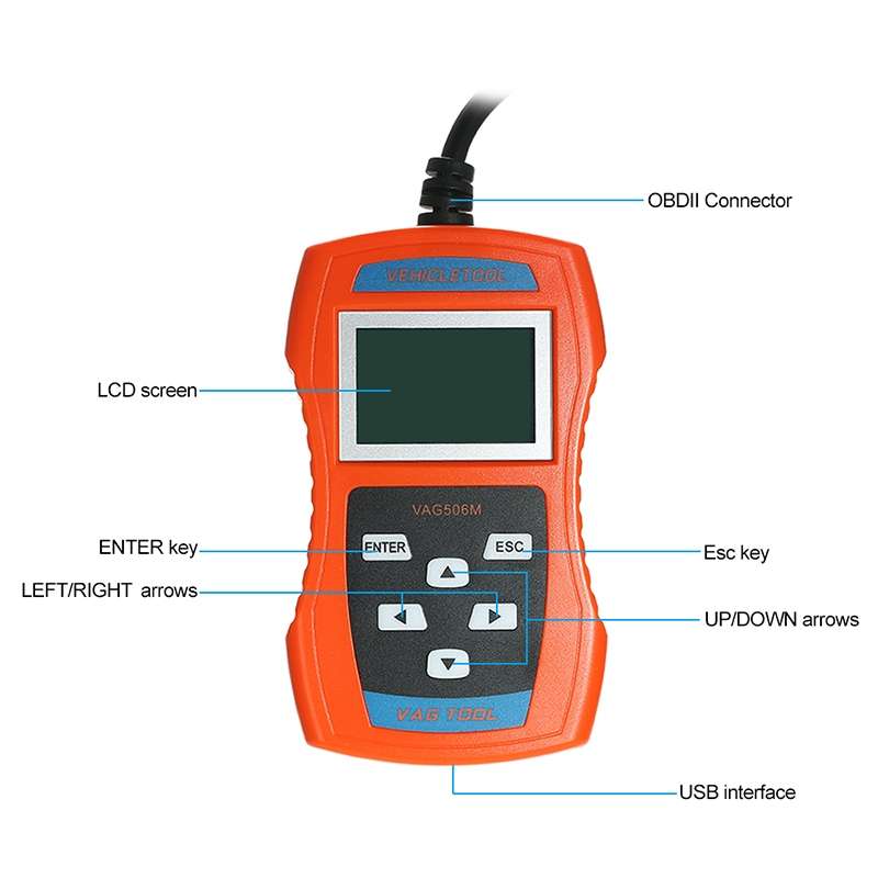 VAG506M Car Mini Code Reader OBD2 Fault Detector Diagnostic Tool, Nordic Version