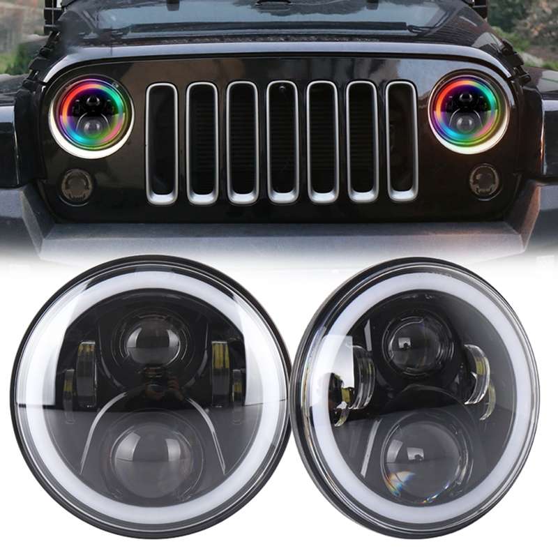 2 PCS 7 inch DC12V 6000K-6500K 50W Car LED Headlight Lamp Beads for Jeep Wrangler / Harley, Support