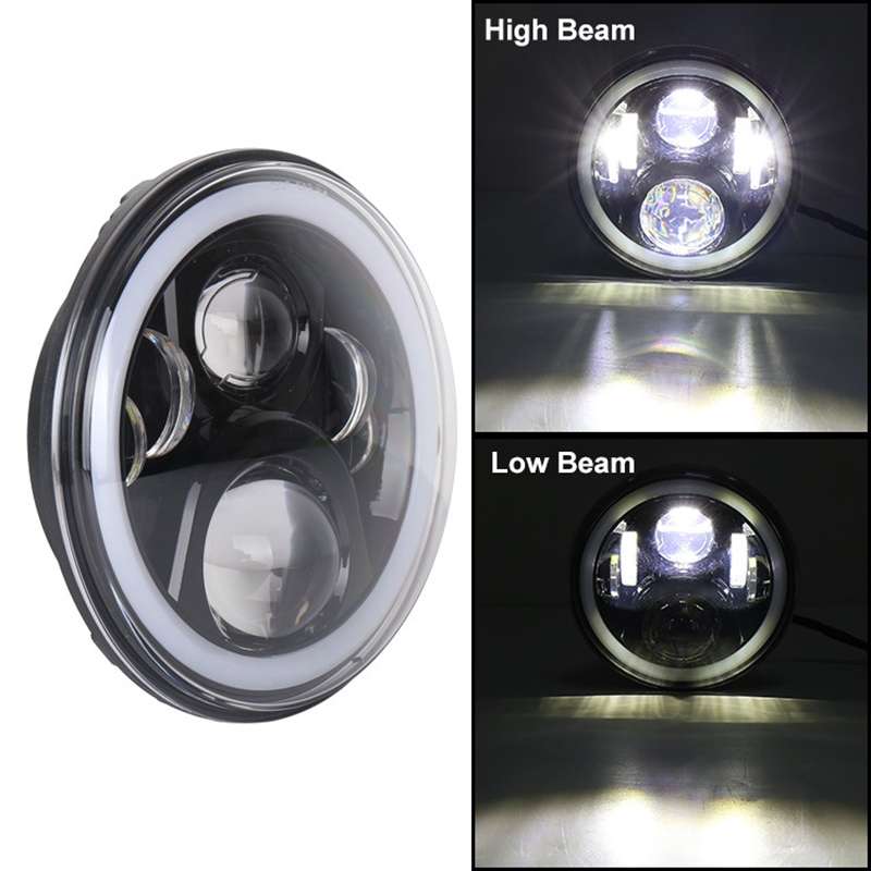 2 PCS 7 inch DC12V 6000K-6500K 50W Car LED Headlight Lamp Beads for Jeep Wrangler / Harley, Support