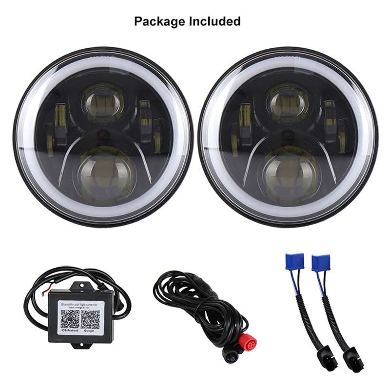 2 PCS 7 inch DC12V 6000K-6500K 50W Car LED Headlight Lamp Beads for Jeep Wrangler / Harley, Support