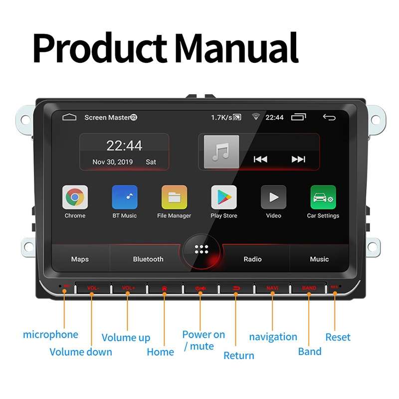 9093 Car HD 9 inch Radio Receiver MP5 Player for Volkswagen, Support FM & Bluetooth & TF Card & GPS
