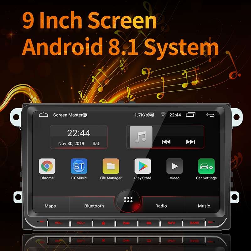 9093 Car HD 9 inch Radio Receiver MP5 Player for Volkswagen, Support FM & Bluetooth & TF Card & GPS