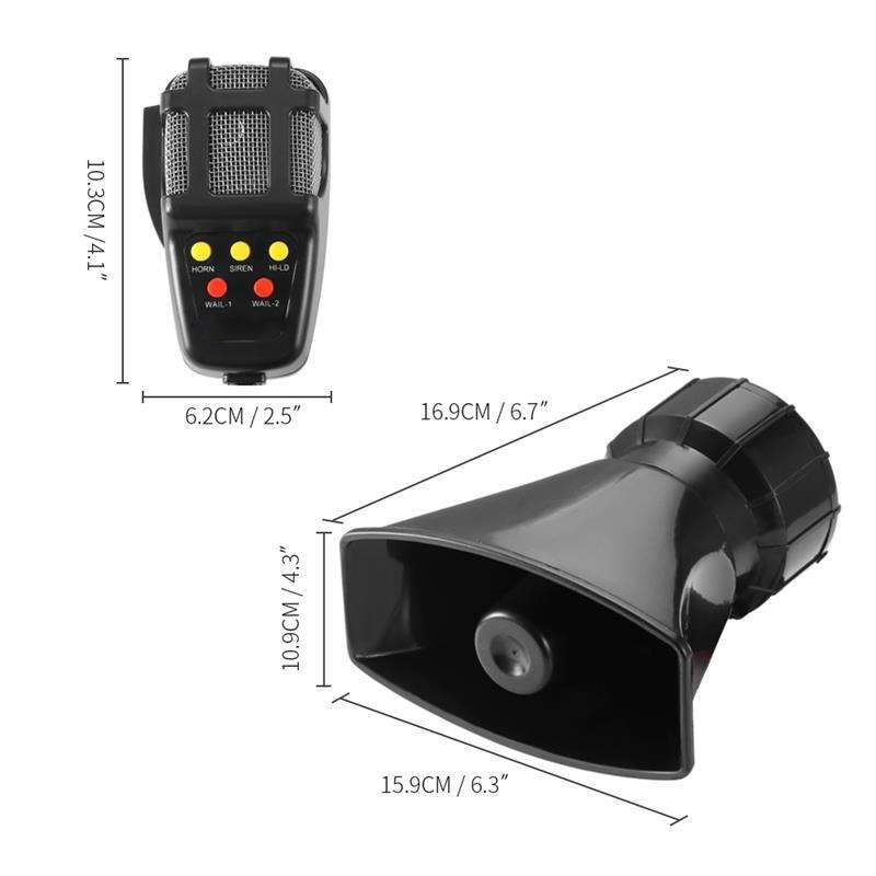 HW-1006B 12V 100W 125dB 5-tone Car Electric Alarm Air Horn Siren Speaker 5 Sound Tone Super Loud wit