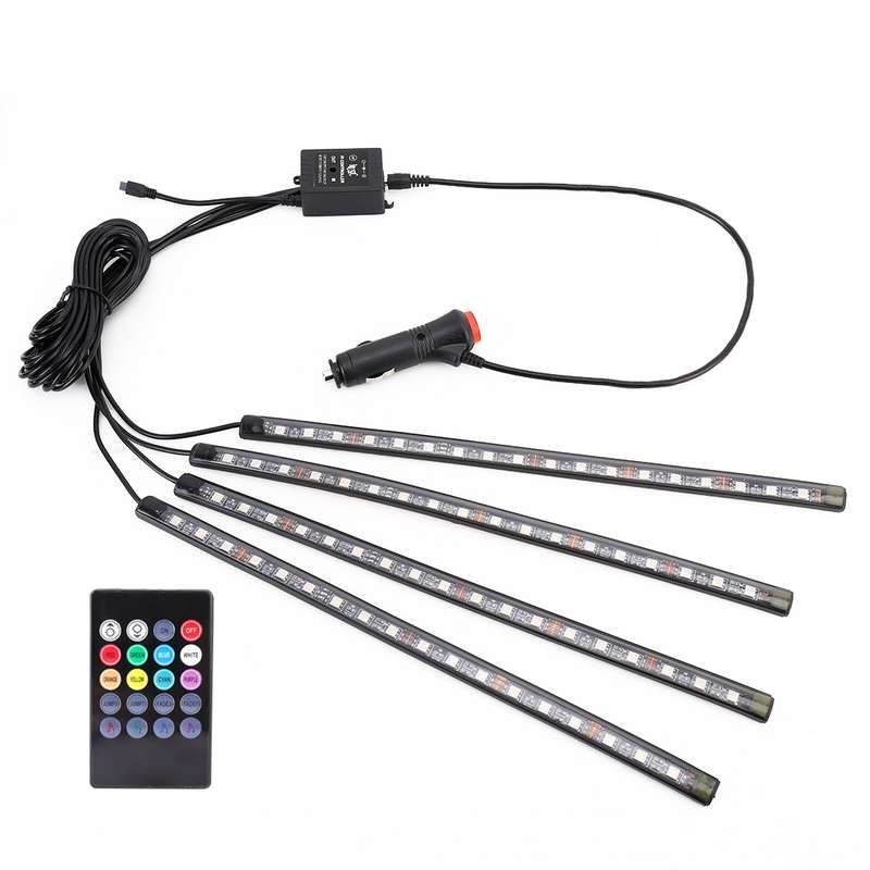 4 in 1 Universal Car Cigarette Lighter Colorful Acoustic LED Atmosphere Lights Colorful Lighting Dec