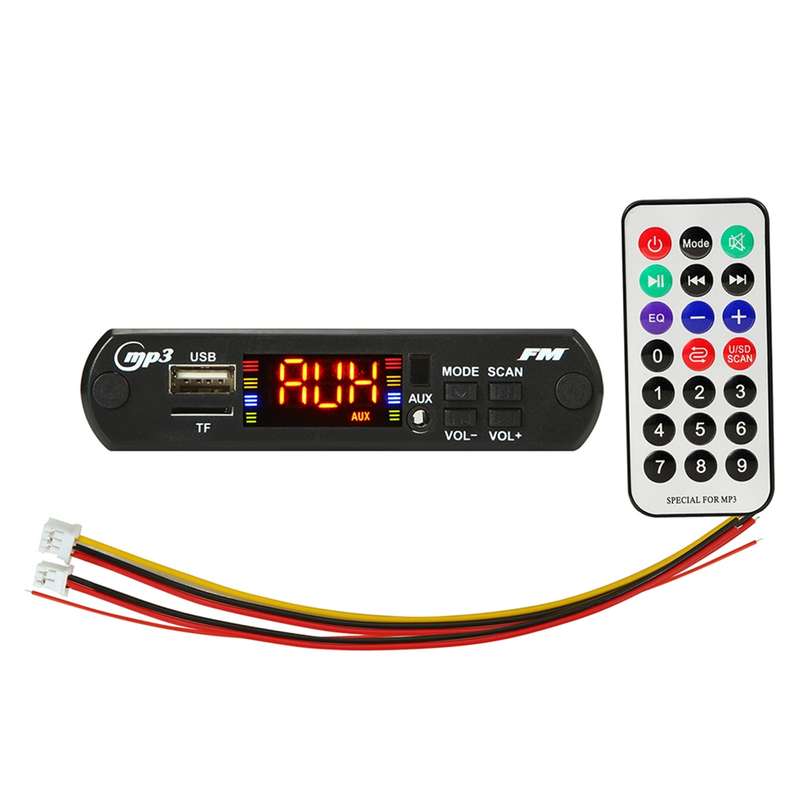 Car 5V Audio MP3 Player Decoder Board FM Radio TF USB 3.5mm AUX, with Bluetooth Function & Remote Co