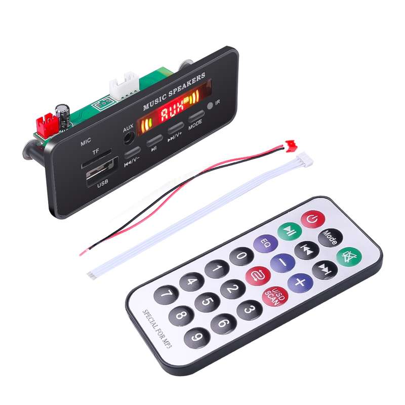 Car 12V 2x3W Audio MP3 Player Decoder Board FM Radio TF USB 3.5mm AUX, with Bluetooth & Recording Ca