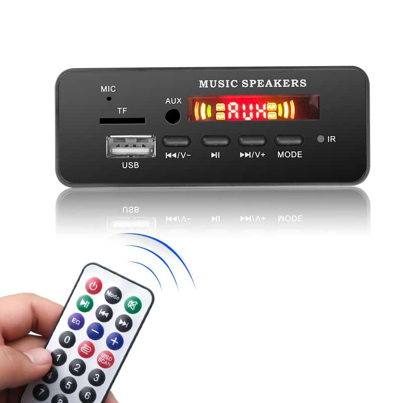 Car 12V 2x3W Audio MP3 Player Decoder Board FM Radio TF USB 3.5mm AUX, with Bluetooth & Recording Ca
