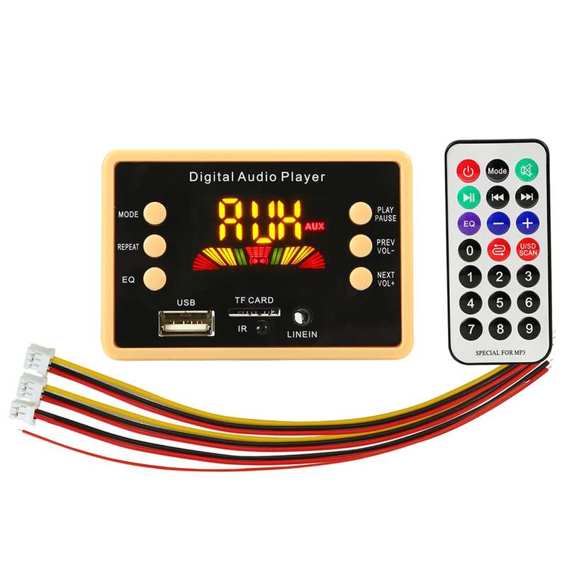 Car 12V Color Screen Audio MP3 Player Decoder Board FM Radio TF Card USB, with Bluetooth Function &