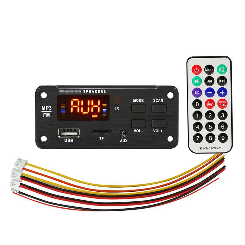 Car 12V Color Screen Display Bluetooth 5.0 Audio MP3 Player Decoder Board FM Radio TF Card USB 3.5mm