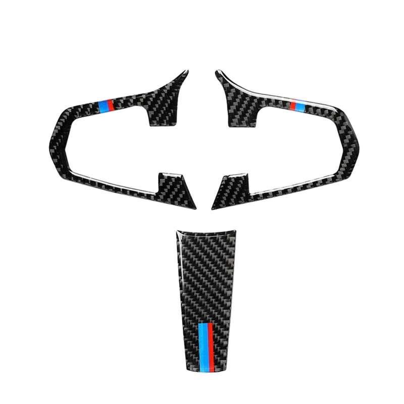 3 in 1 Car Carbon Fiber Tricolor Steering Wheel Button Decorative Sticker for BMW 5 Series G30 X3 G0