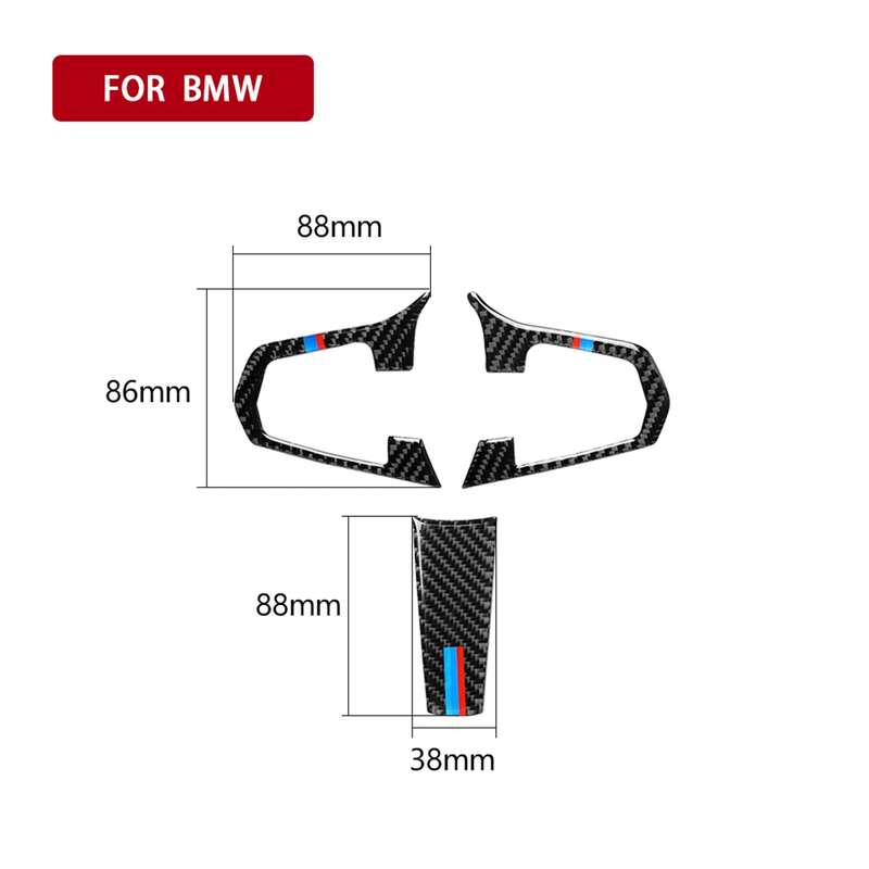 3 in 1 Car Carbon Fiber Tricolor Steering Wheel Button Decorative Sticker for BMW 5 Series G30 X3 G0
