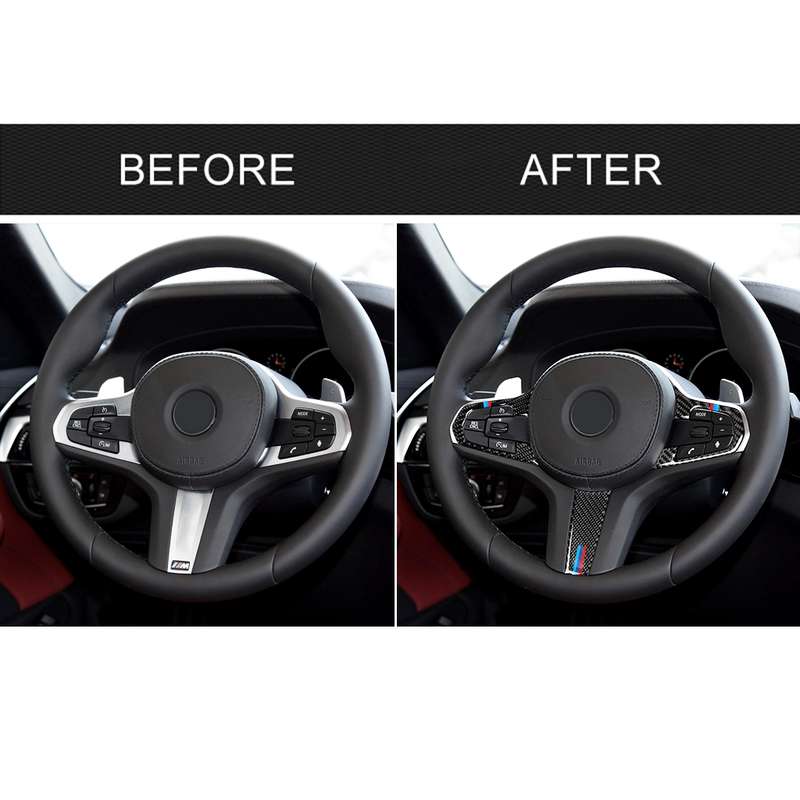 3 in 1 Car Carbon Fiber Tricolor Steering Wheel Button Decorative Sticker for BMW 5 Series G30 X3 G0