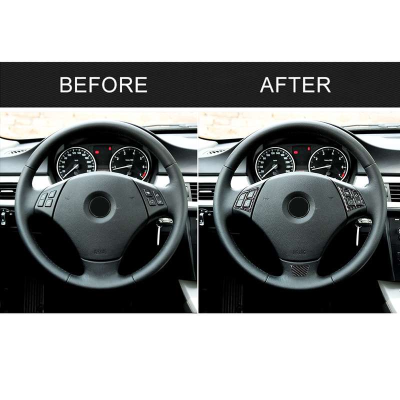 3 in 1 Car Carbon Fiber Solid Color Steering Wheel Button Decorative Sticker for BMW 3 Series E90 20