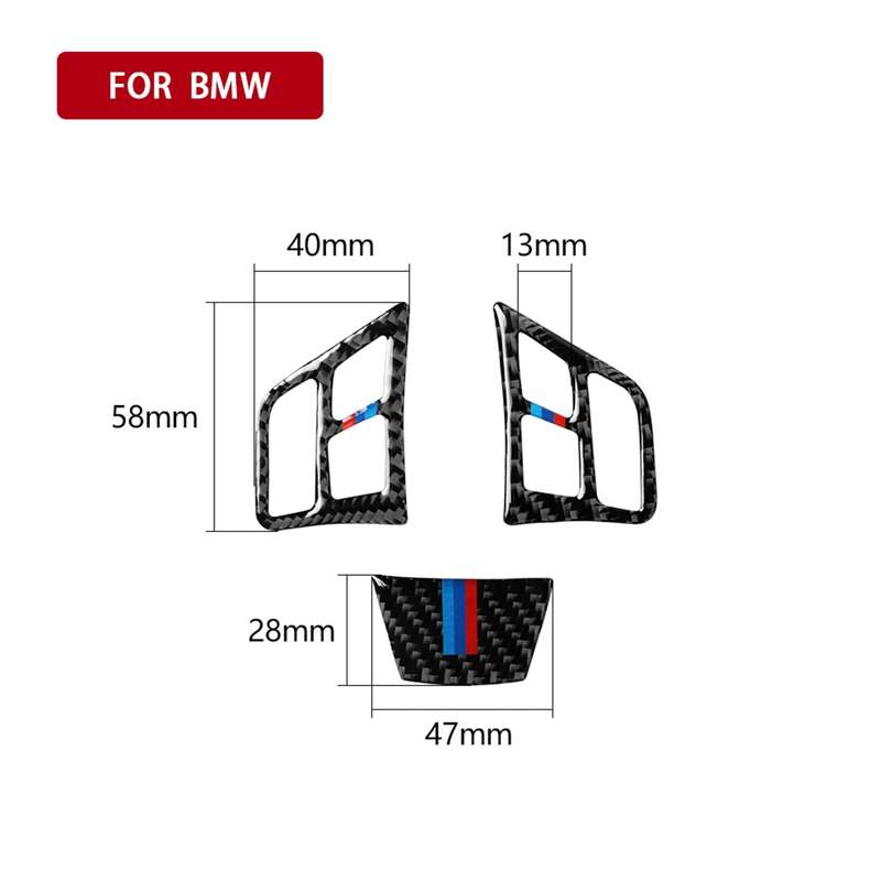 3 in 1 Car Carbon Fiber Tricolor Steering Wheel Button Decorative Sticker for BMW 3 Series E90 2005-