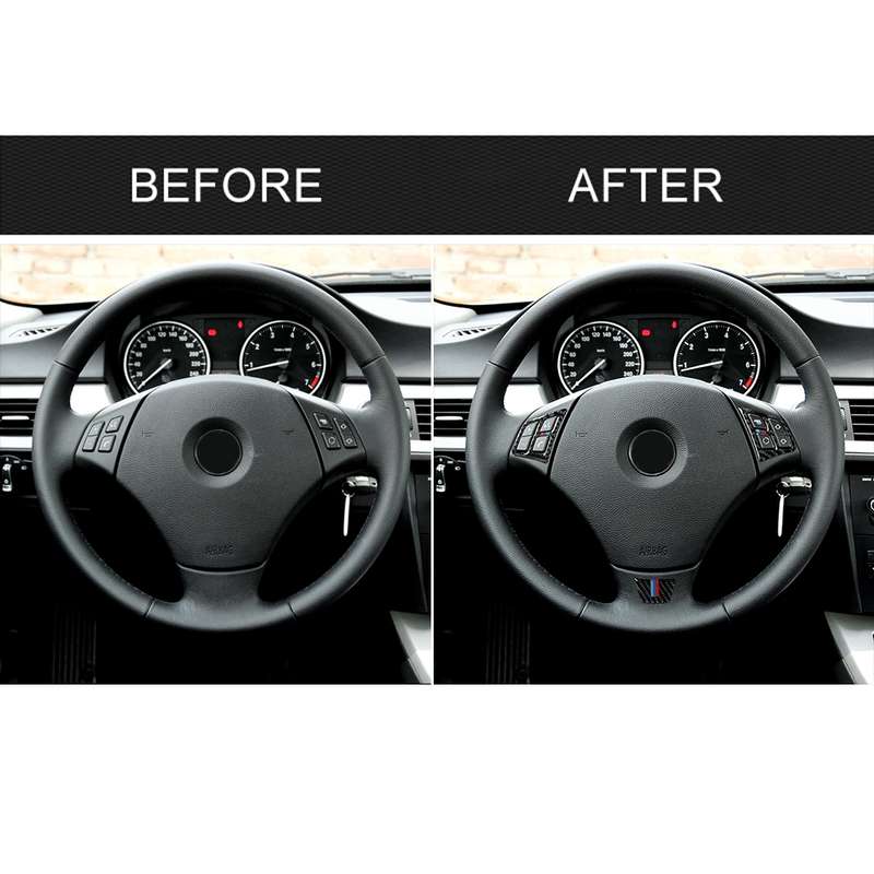 3 in 1 Car Carbon Fiber Tricolor Steering Wheel Button Decorative Sticker for BMW 3 Series E90 2005-