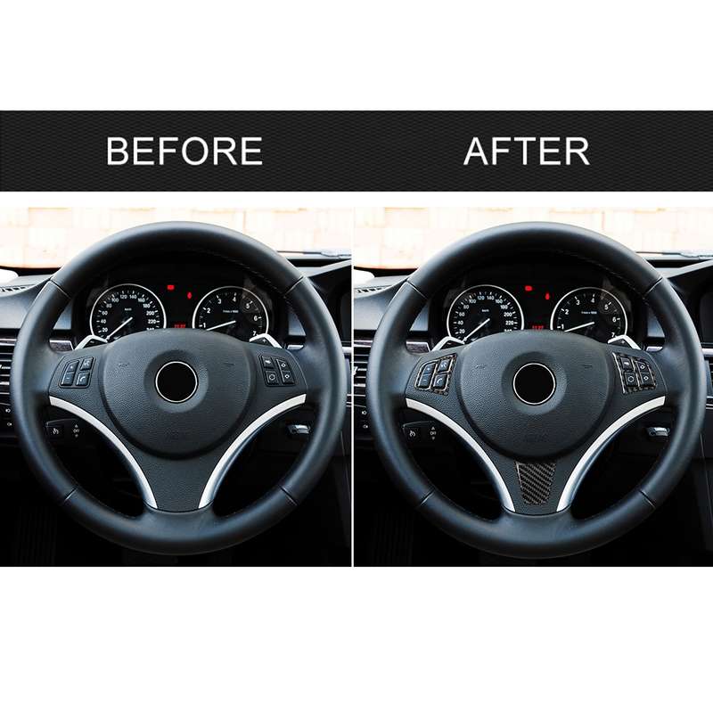 3 in 1 Car Carbon Fiber Solid Color Steering Wheel Button Decorative Sticker for BMW 3 Series E90 20