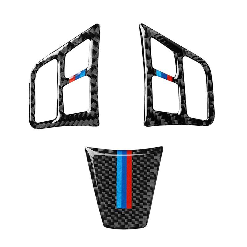 3 in 1 Car Carbon Fiber Tricolor Color Steering Wheel Button Decorative Sticker for BMW 3 Series E90