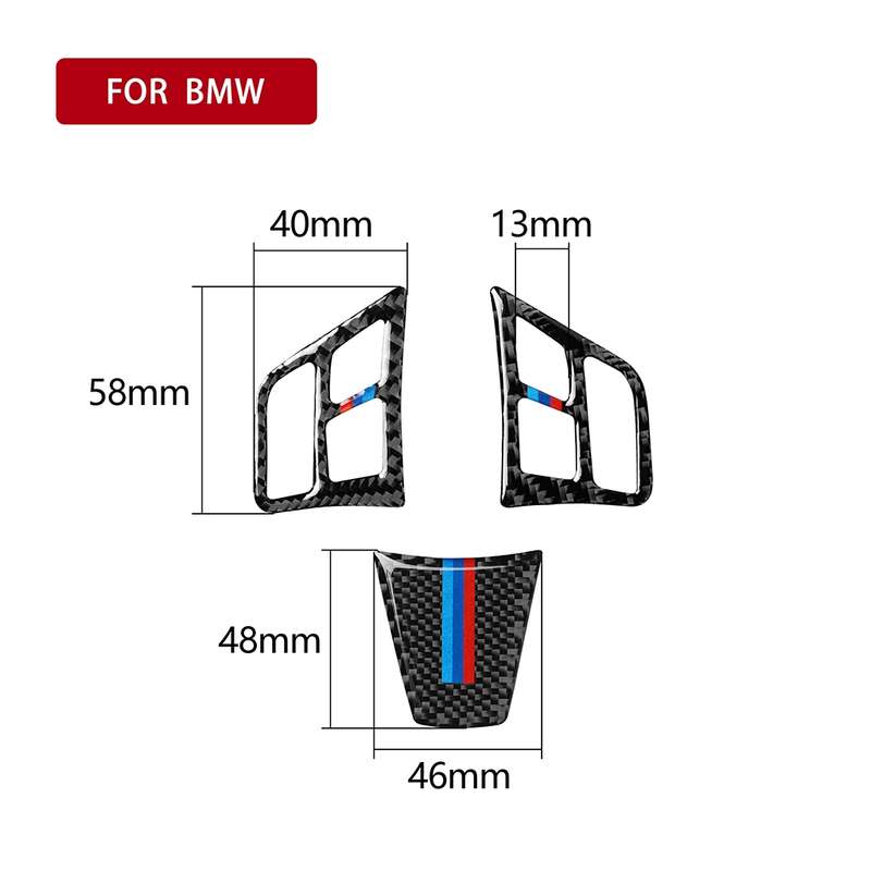 3 in 1 Car Carbon Fiber Tricolor Color Steering Wheel Button Decorative Sticker for BMW 3 Series E90