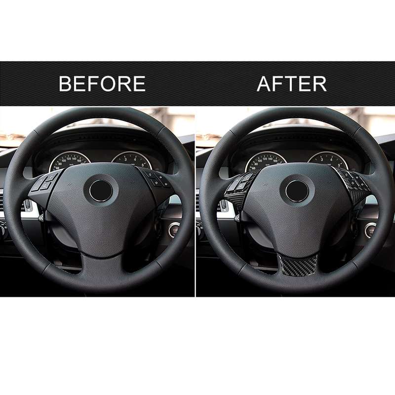 5 in 1 Car Carbon Fiber Solid Color Steering Wheel Button Decorative Sticker for BMW 5 Series E60 20